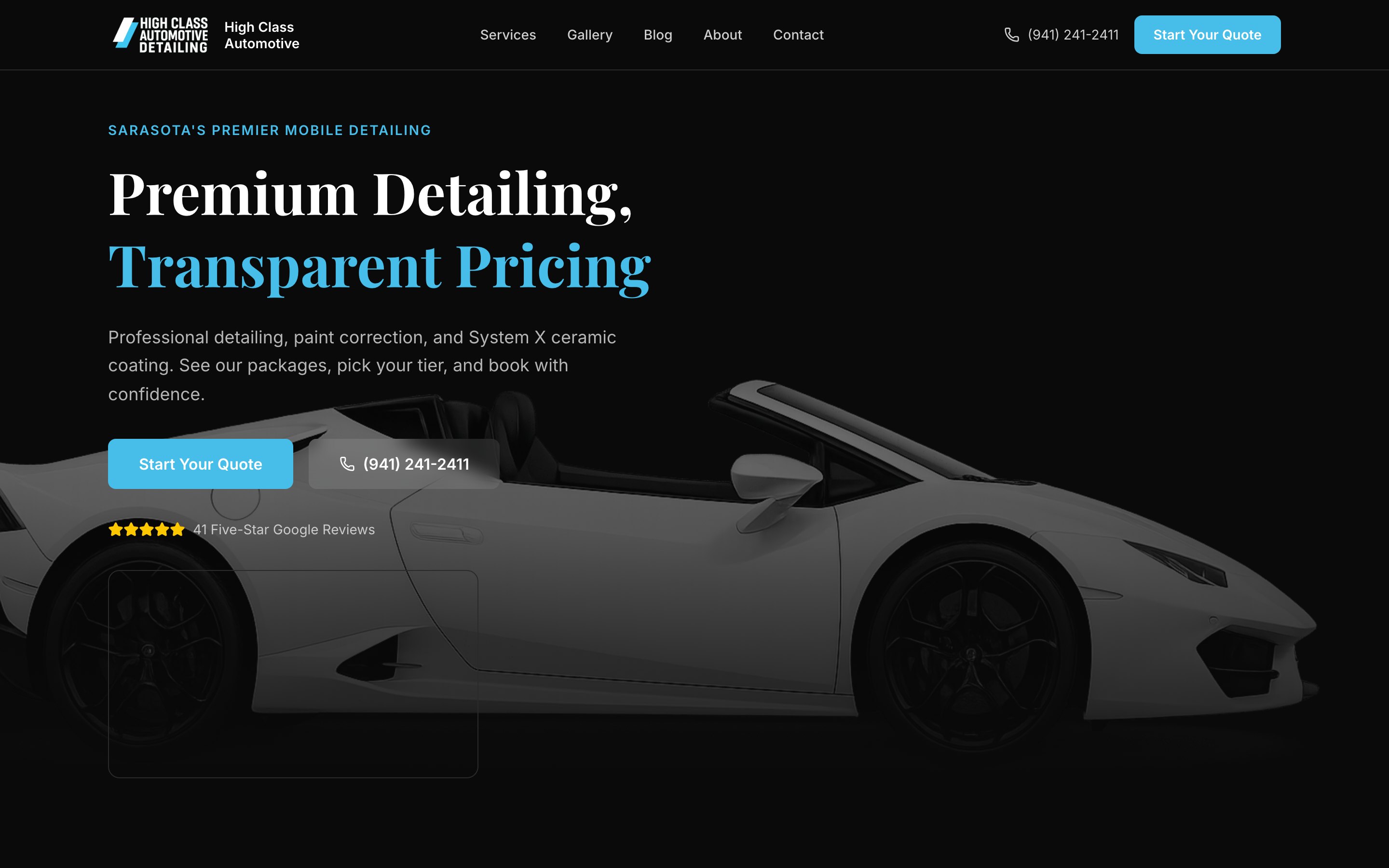 High Class Automotive Detailing website