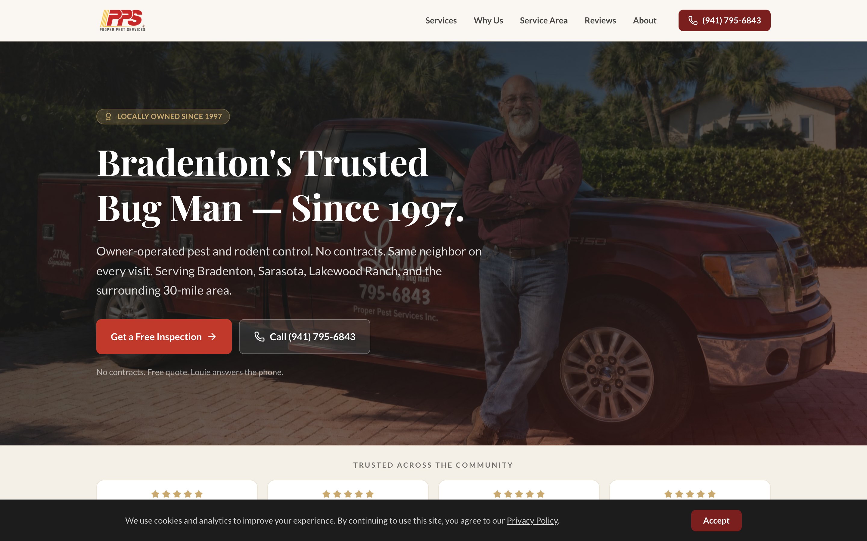 Proper Pest Services website